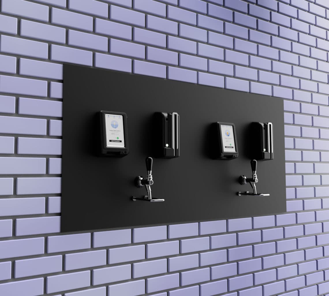 Three taps and touch screens in a wall